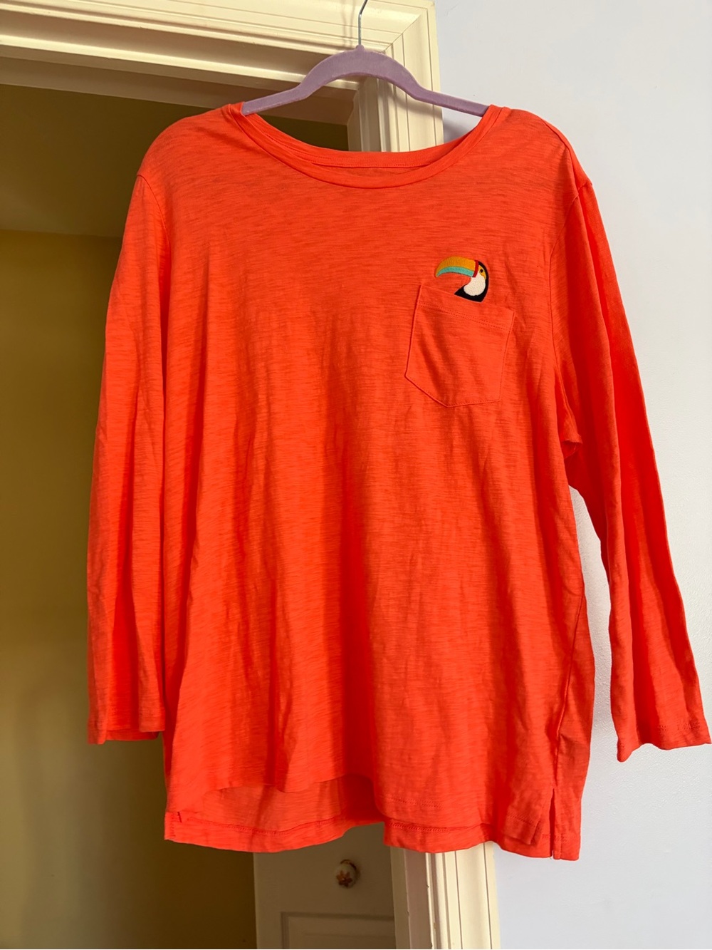 Old Navy Bright Coral Long Sleeve Tee with Toucan Patch